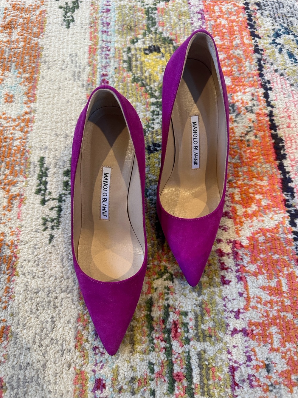 Manolo Blahnik Purple Suede Pointed-Toe Pumps